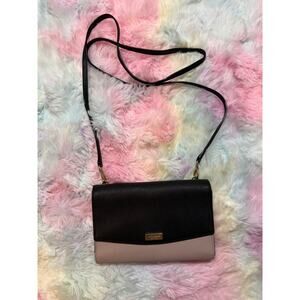 Kate Spade Black Taupe Saffiano Crossbody Wallet Purse